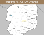 栃木県の白地図　宇都宮市に黄色枠