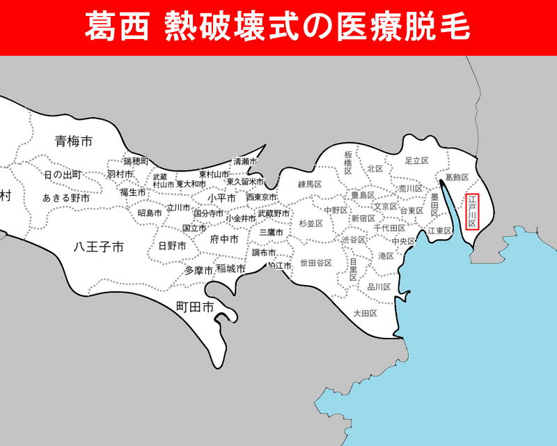 東京都の白地図　江戸川区（葛西）に赤枠