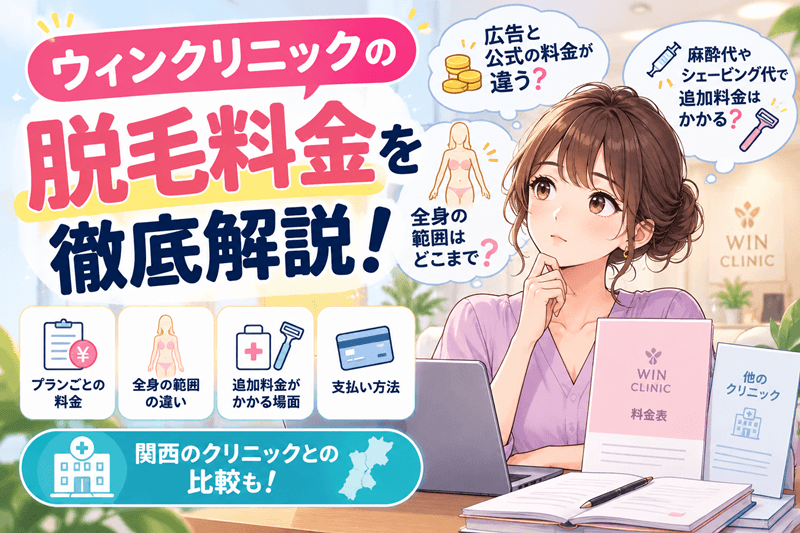 ウィンクリニックの料金表｜全身の範囲と追加料金を確認