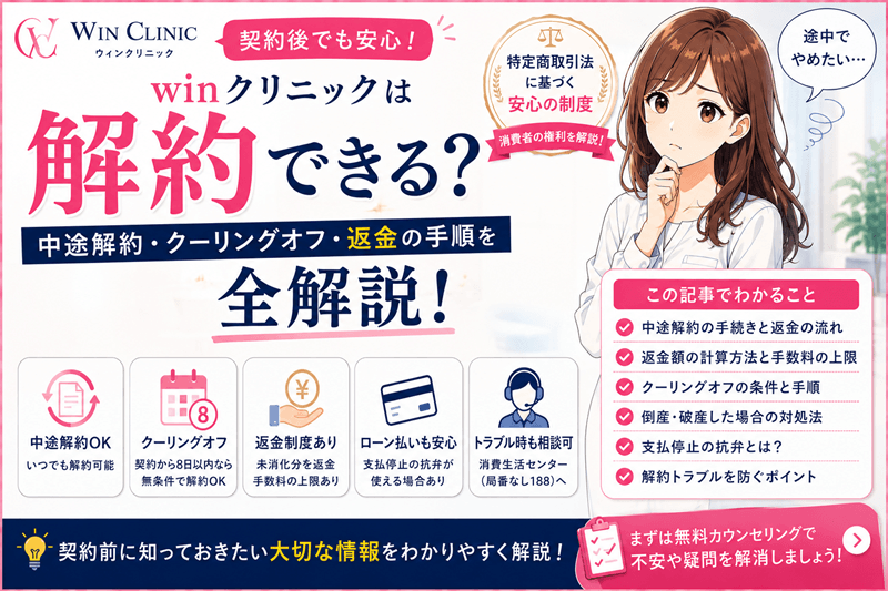 winクリニックは解約できる？中途解約・クーリングオフ・返金の手順を全解説