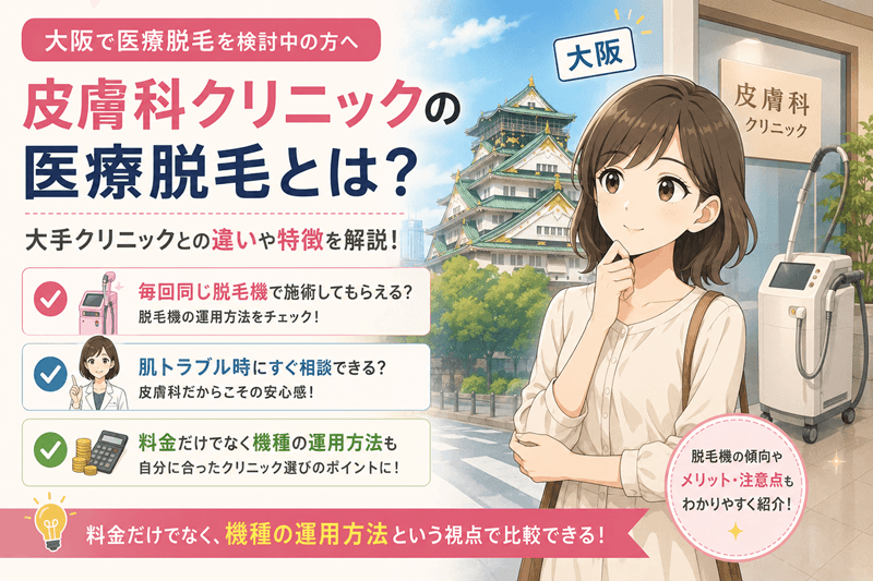 大阪で医療脱毛できる皮膚科の特徴|大手クリニックとの違いを解説