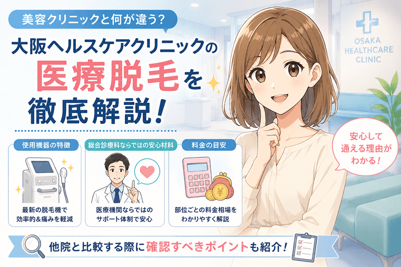 大阪ヘルスケアクリニックの医療脱毛とは｜総合診療科の強みを解説